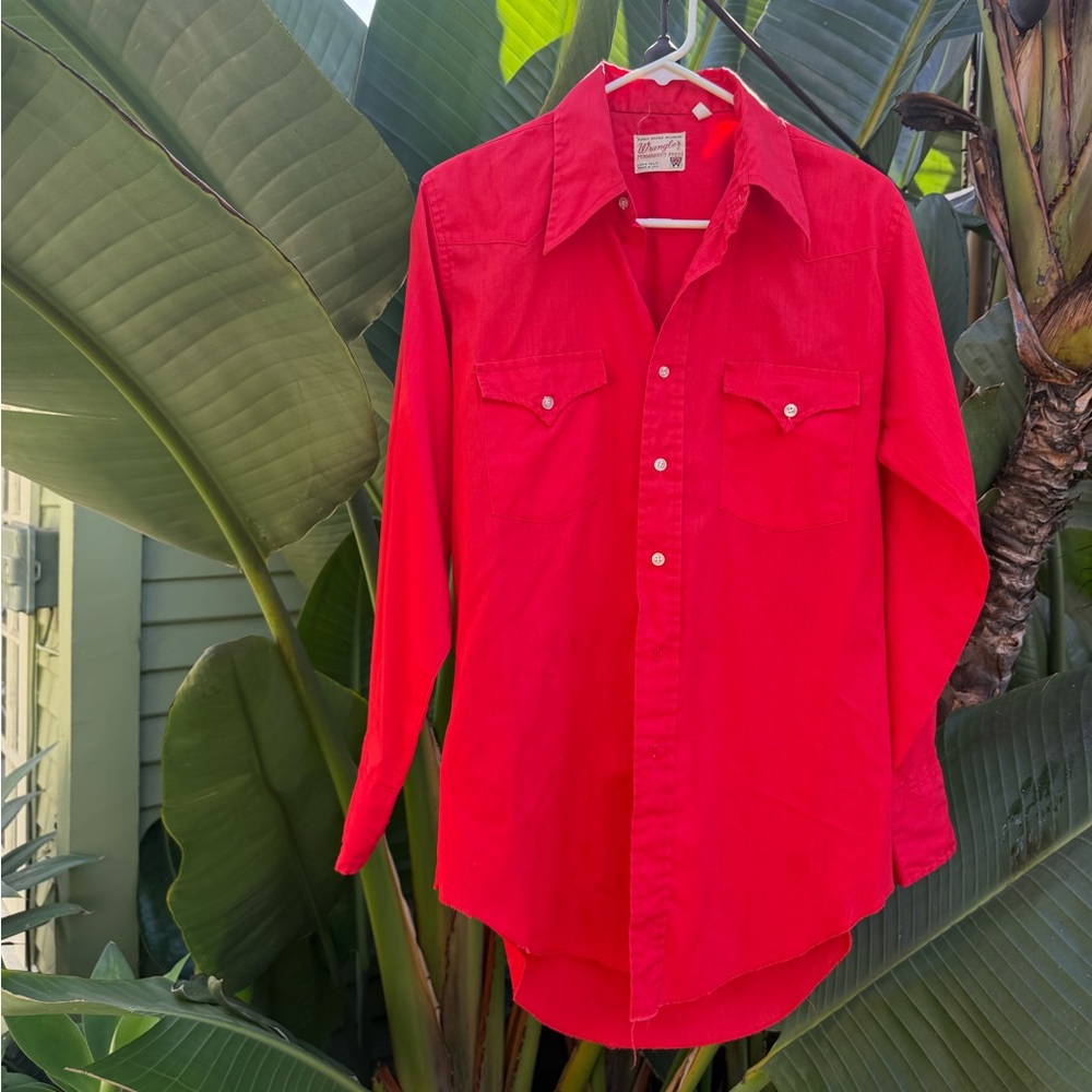 Wrangler Classic Red Button down - image 1
